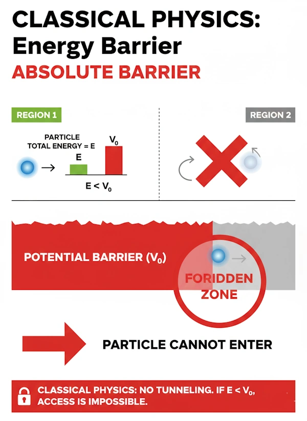 Classical physics vs quantum tunneling