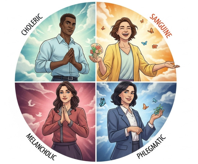 Four temperaments according to Hippocrates