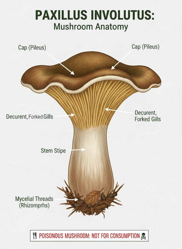 Paxillus involutus mushroom anatomy