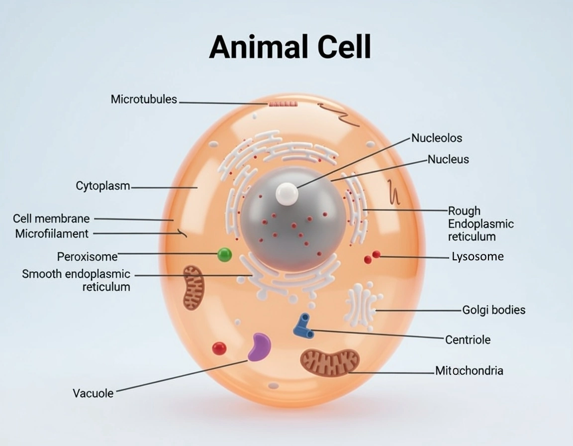 Digital illustration representing very detailed animal cell anatomy