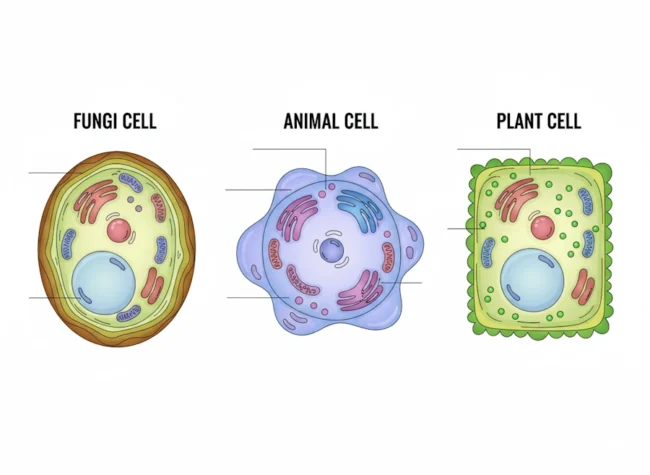 Cells: plant, animal and fungi cells
