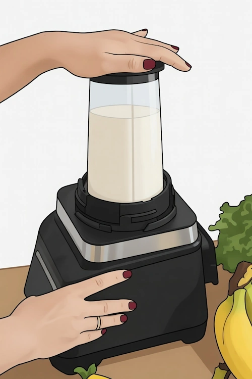 Smashing fruits in a blender