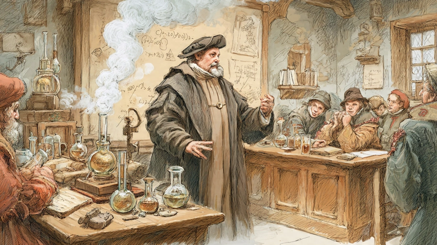 Theophrastus Paracelsus is giving lectures