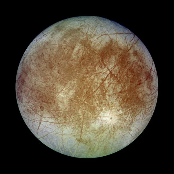 Icy surface of Europa moon of Jupiter