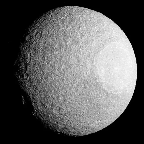 Icy surface of Enceladus near Saturn